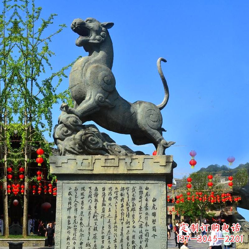 佛山白虎铜雕景观雕塑-景区园林神兽动物标识
