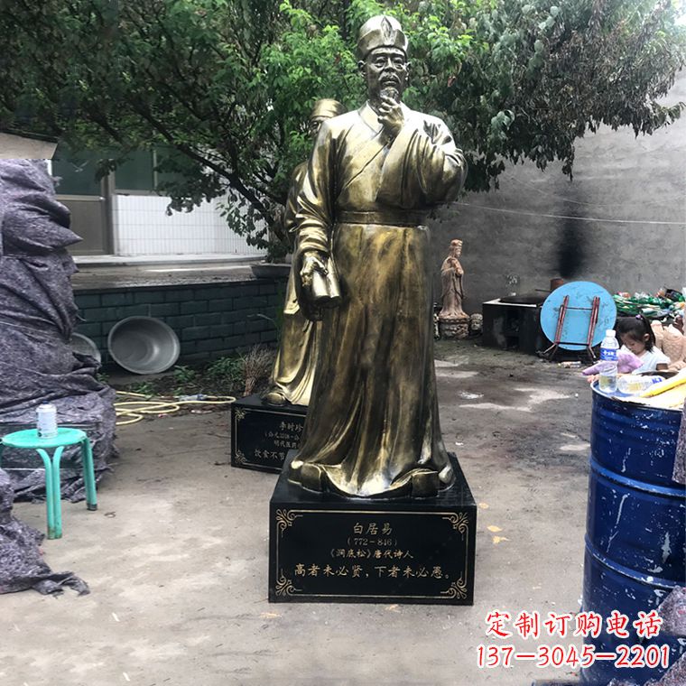 佛山白居易仿铜雕像经典中国古代诗人的艺术再现