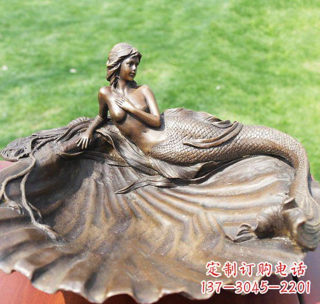 佛山贝壳上的美人鱼园林景观铜雕