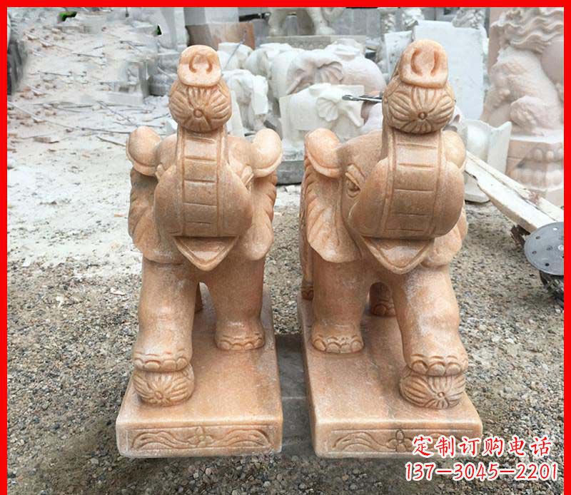 佛山鼻卷绣球的小象石雕