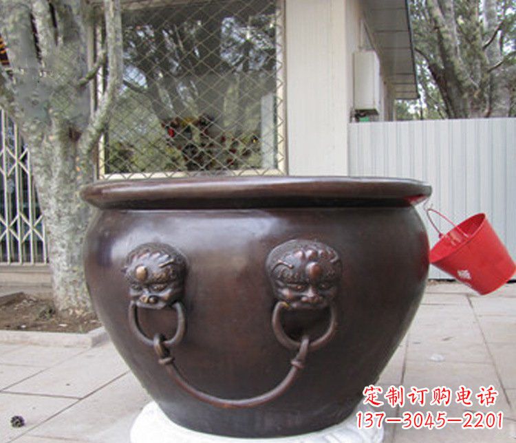 佛山招财进宝水缸铜雕塑摆件