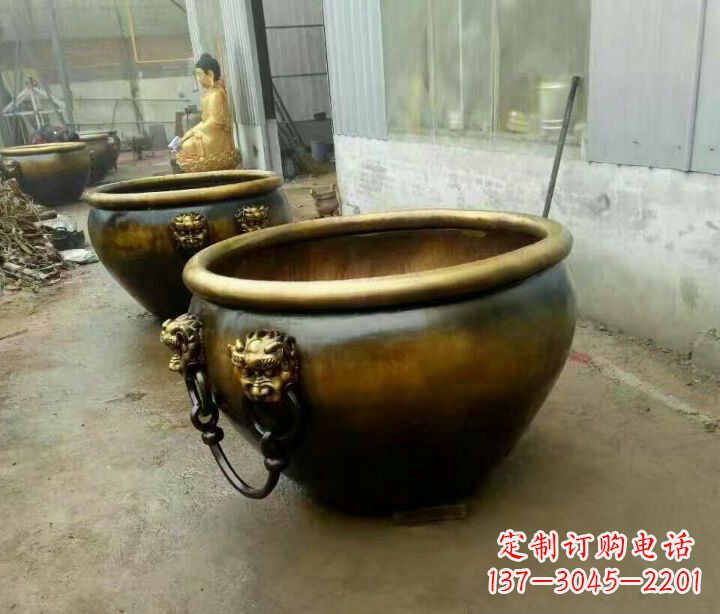 佛山精致的铜制家居摆件——水缸铜雕塑