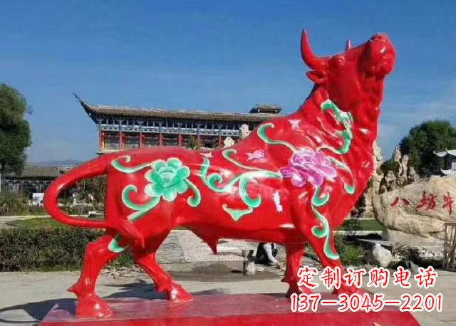 佛山玻璃钢红牛雕塑