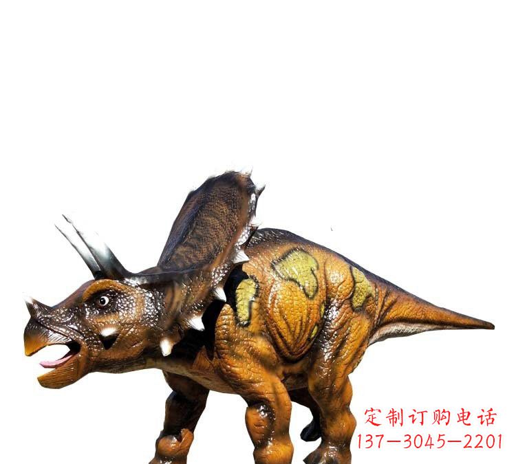 佛山玻璃钢仿真恐龙三角龙雕塑——古老动物的最佳再现