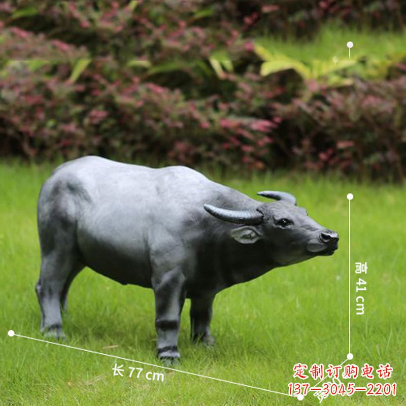 佛山玻璃钢仿真水牛雕塑——点缀公园草坪