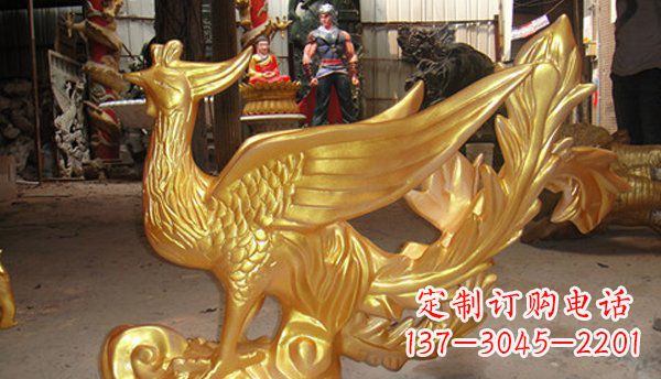 佛山玻璃钢凤凰仿铜动物雕塑传承传统文化