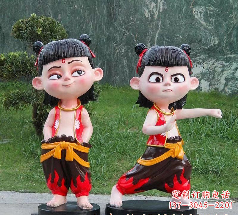 佛山哪吒玻璃钢卡通人物雕塑的象征