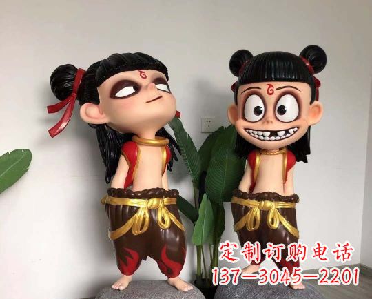 佛山玻璃钢卡通哪吒雕塑