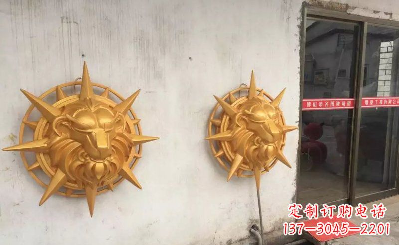 佛山玻璃钢狮子头雕塑——精美景观装置
