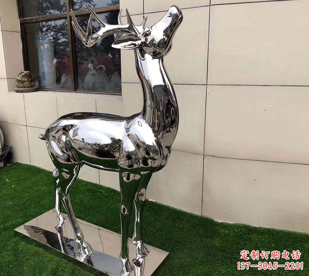 佛山不锈钢别墅镜面小鹿雕塑