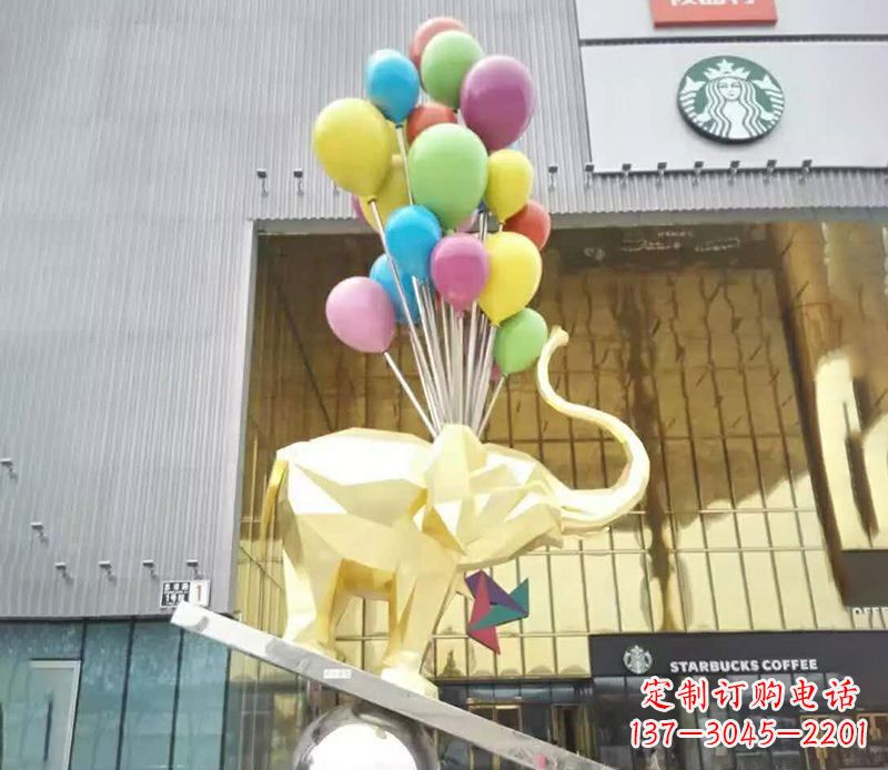 佛山不锈钢踩球的小象雕塑