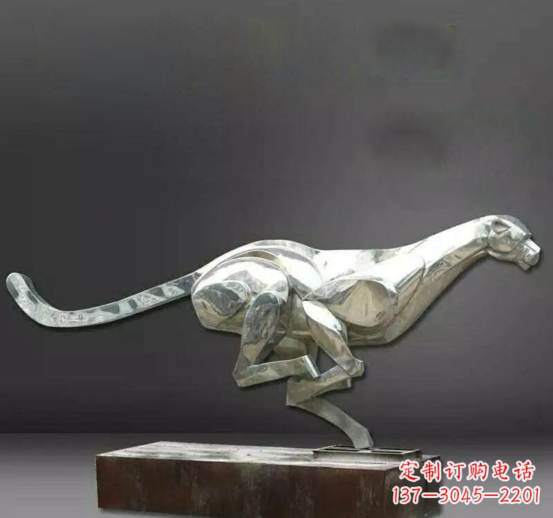 佛山不锈钢抽象奔跑的豹子雕塑