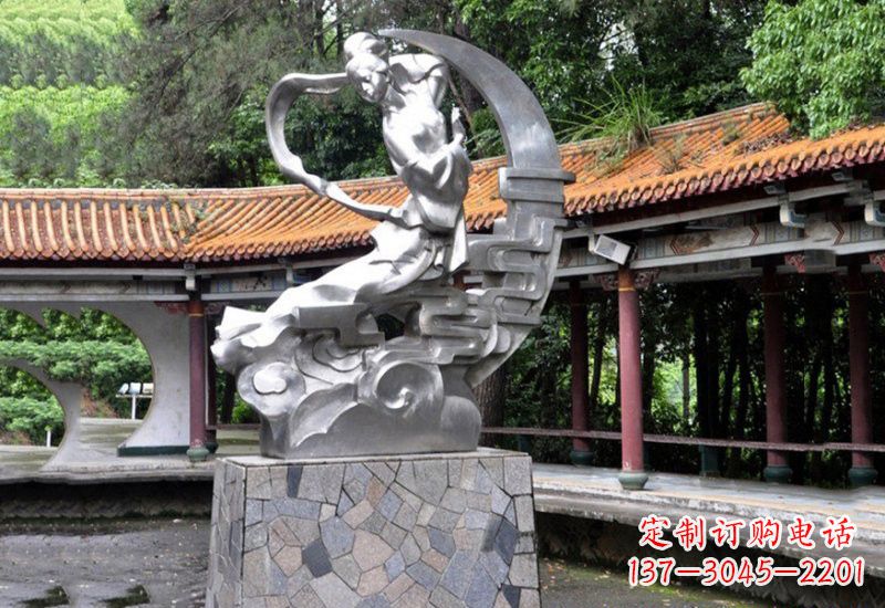 佛山不锈钢制作的嫦娥奔月雕塑