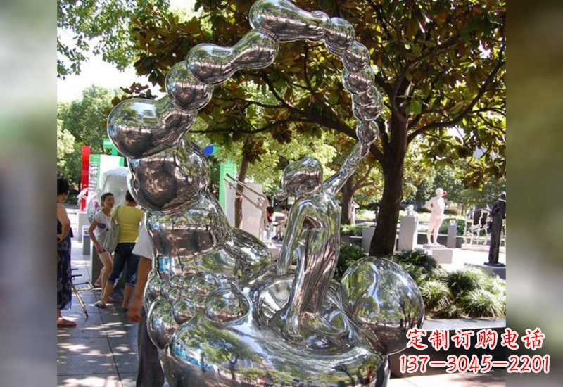 佛山不锈钢抽象吹泡泡的儿童雕塑