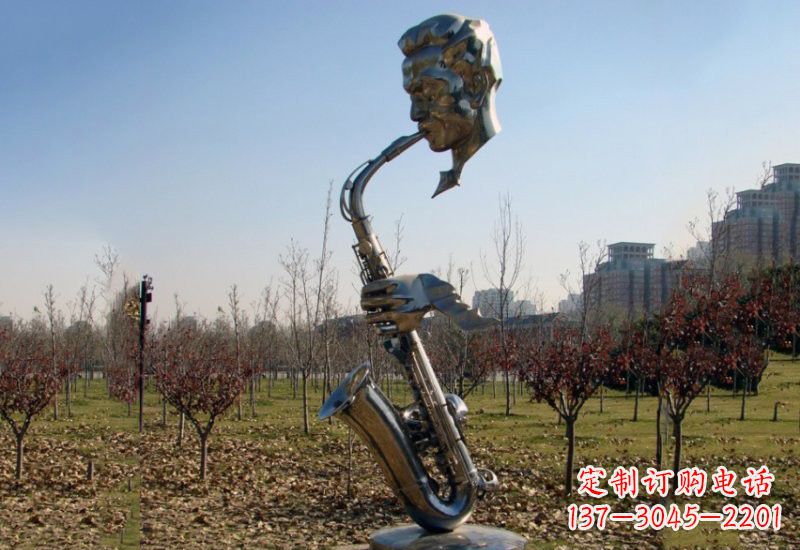 佛山静谧而神秘的不锈钢萨克斯雕塑