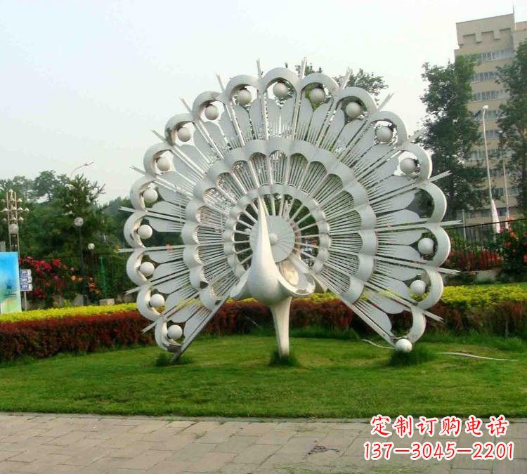 佛山不锈钢抽象动物孔雀雕塑