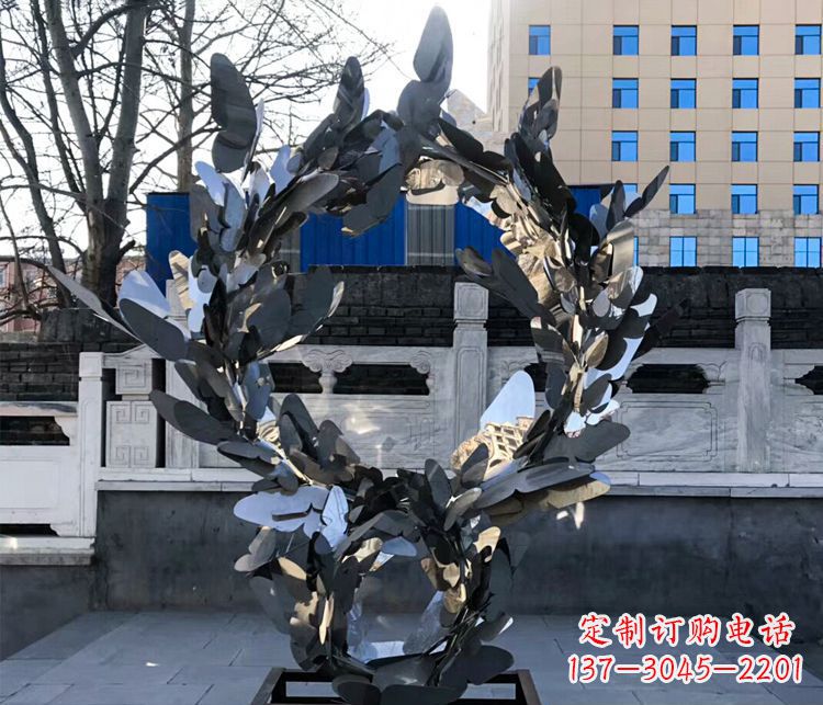 佛山不锈钢蝴蝶花环景观雕塑