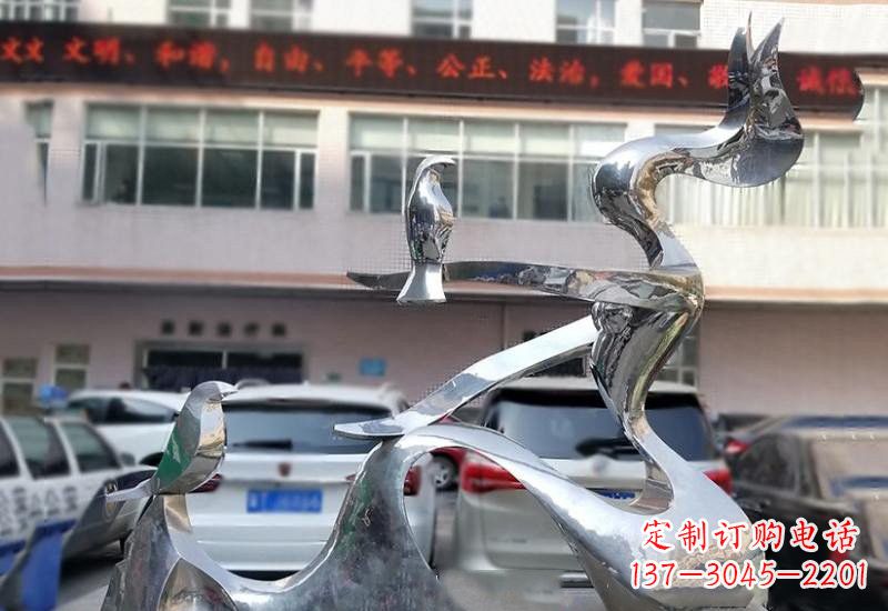 佛山表达和平的不锈钢鸽子雕塑