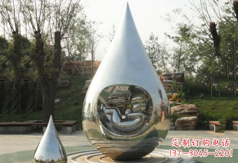 佛山不锈钢水滴雕塑缔造生命之源