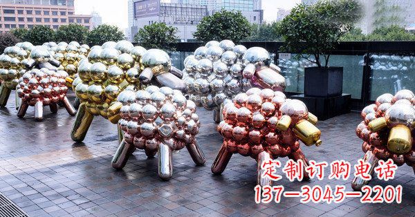 佛山不锈钢动物雕塑——小羊肖恩动物广场