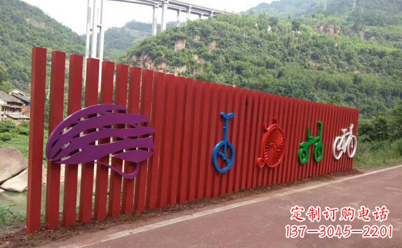 佛山不锈钢自行车雕塑点缀公园景观