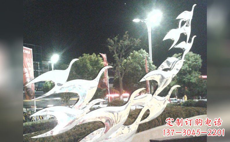 佛山不锈钢大雁雕塑——灿烂的翱翔
