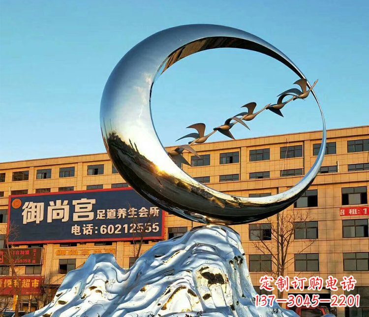 佛山不锈钢大雁雕塑精美的艺术之作
