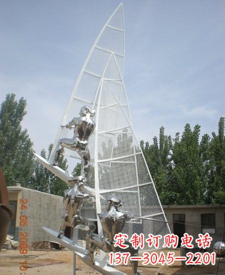 佛山海上航行不锈钢帆船雕塑