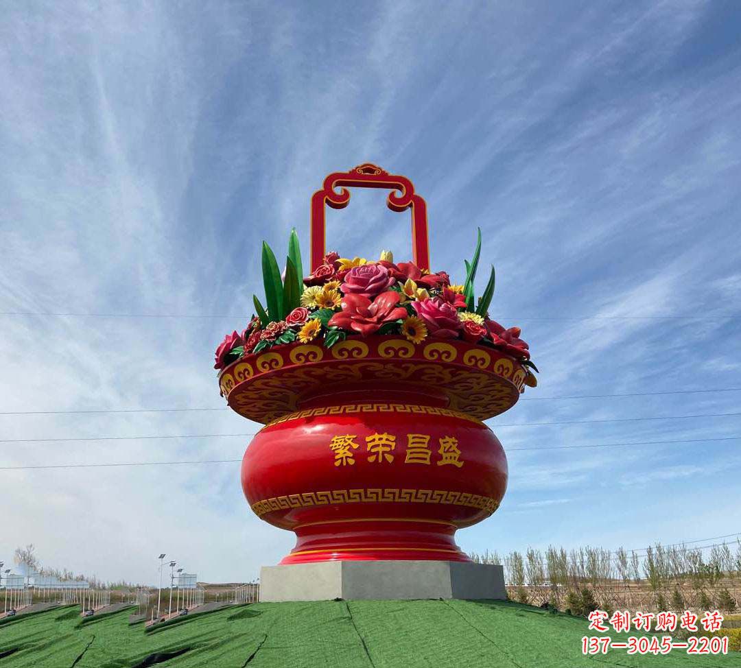 佛山不锈钢花篮雕塑象征繁荣昌盛