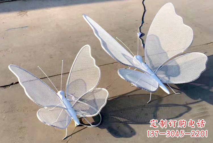 佛山不锈钢钢丝网格蝴蝶雕塑——灯光下的灵动之美