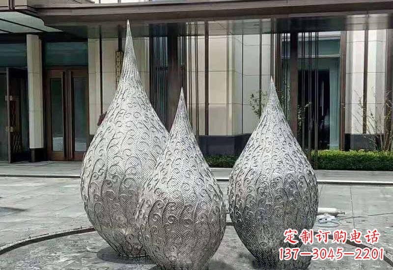 佛山不锈钢镂空水滴雕塑精致美观