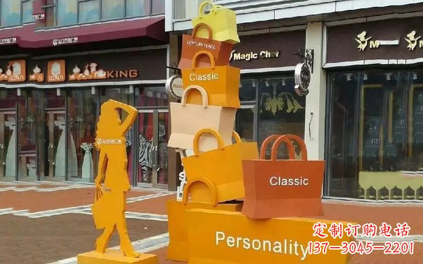 佛山街头景观购物袋雕塑