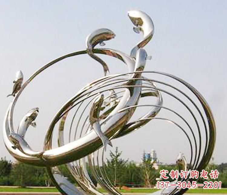 佛山不锈钢海豚雕塑美丽而又神秘