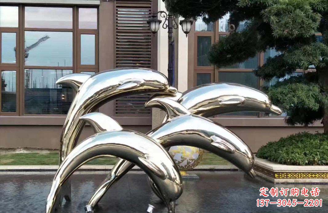 佛山不锈钢海豚跳跃雕塑精美绝伦