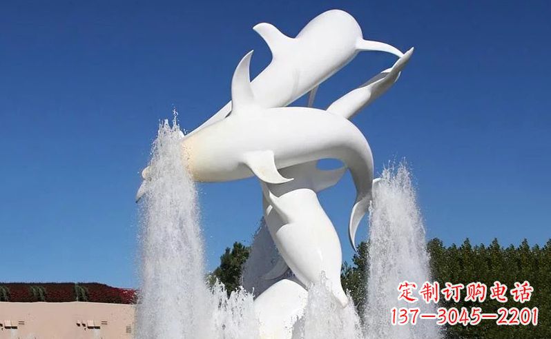 佛山不锈钢海豚喷泉雕塑传递海豚的美丽