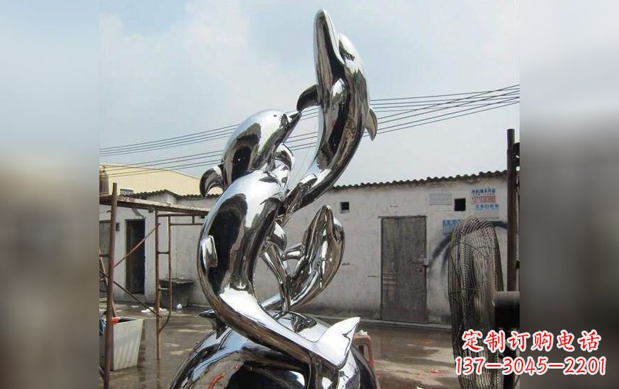 佛山海豚之美——不锈钢海豚雕塑