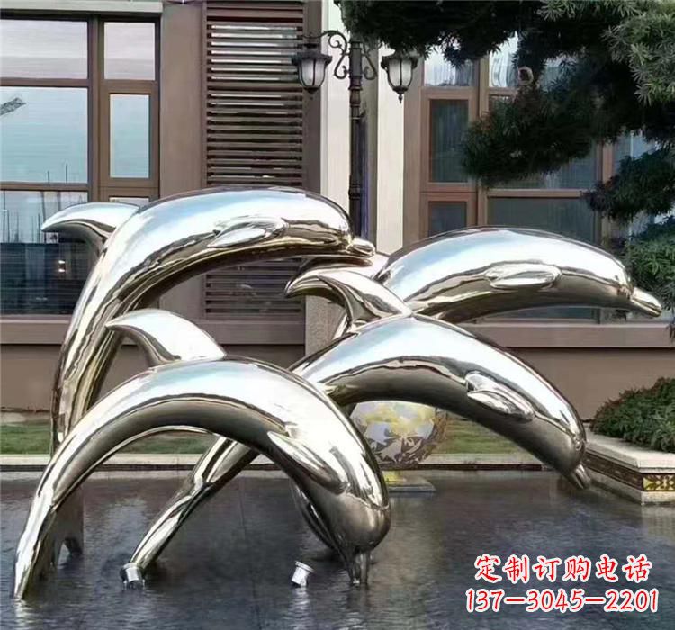 佛山不锈钢海洋动物海豚雕塑