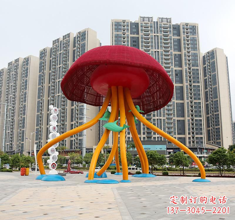 佛山不锈钢海洋水母动物雕塑精美绝伦