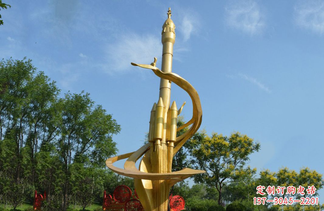 佛山火箭飞向蓝天不锈钢火箭广场景观雕塑