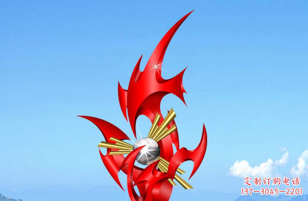 佛山不锈钢火苗抽象景观雕塑给城市添彩
