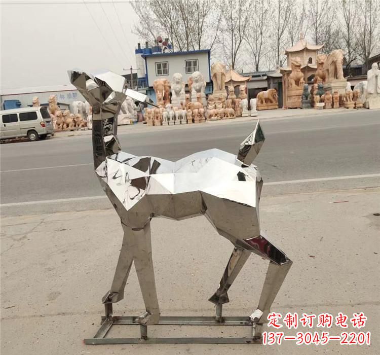 佛山不锈钢几何小鹿雕塑精美艺术品