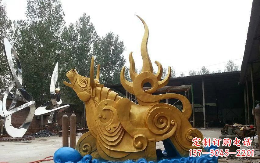 佛山不锈钢金牛卧波雕塑——传承文化的艺术瑰宝