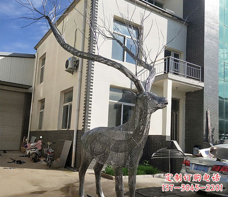 佛山不锈钢景观梅花鹿雕塑美丽的艺术精品