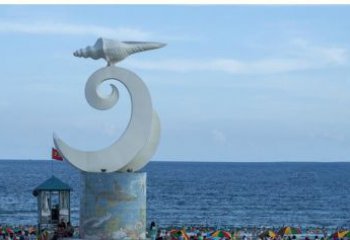 佛山海浪与海螺雕塑的结合——不锈钢景区的美景