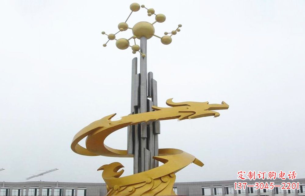 佛山龙雕塑——点缀不锈钢城市景观
