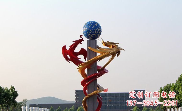 佛山龙凤呈祥一对不锈钢雕塑的精彩展示