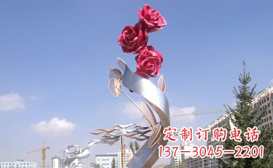 佛山不锈钢玫瑰雕塑精致的艺术之美