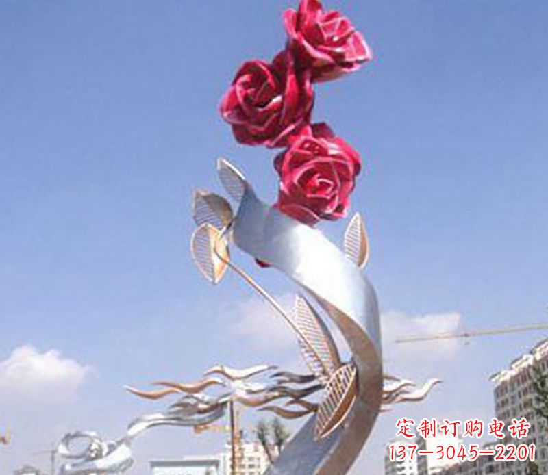 佛山不锈钢玫瑰雕塑精美的艺术品