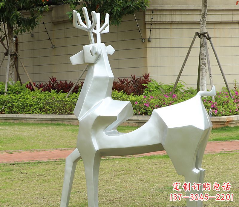 佛山不锈钢美陈动物雕塑——鹿