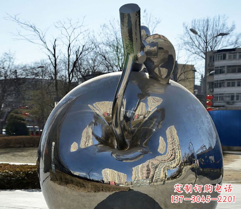 佛山不锈钢苹果镜面雕塑精美绝伦